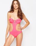 Phax Cut Away Swimsuit With Ruffle - 686 Rosado Claro
