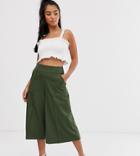 Asos Design Petite Tailored Clean Culottes - Green