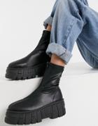 Asos Design Absolute Chunky Zip Front Boots In Black
