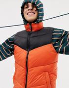 Pull & Bear Quilted Vest In Orange - Orange