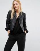 Y.a.s Lindsay Leather Jacket - Black