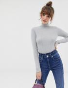 Asos Design Eco Fine Knit Roll Neck Sweater - Stone