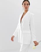 Asos Edition Tailored Blazer With Shawl Collar-white