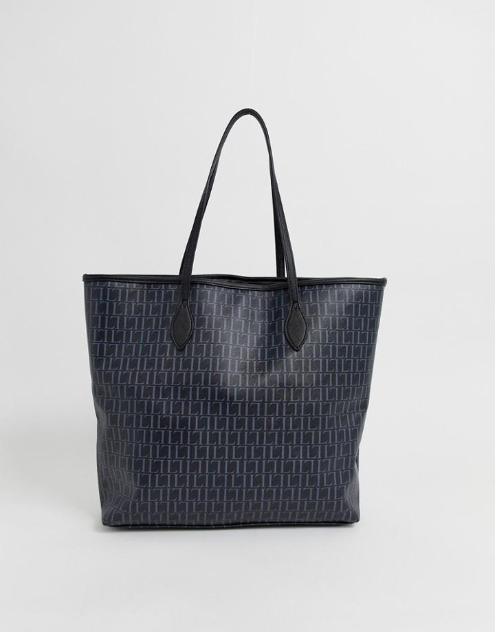 Lipsy Monogram Shopper Bag In Black - Black