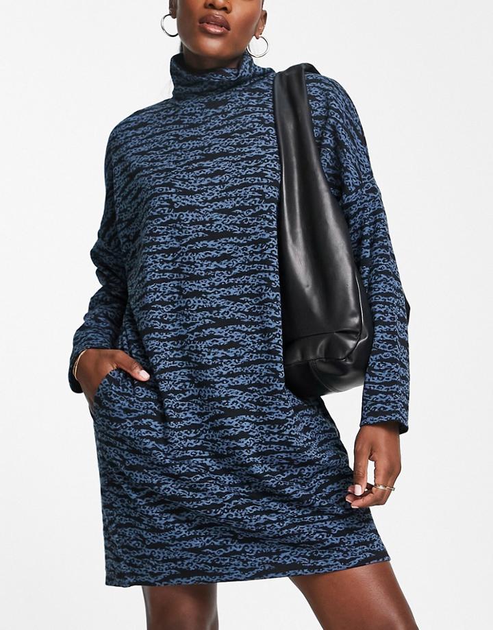 Whistles Animal Stripe Jersey Sweater Dress In Blue