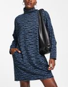 Whistles Animal Stripe Jersey Sweater Dress In Blue