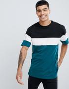 New Look Oversized Color Block T-shirt In Teal - Green