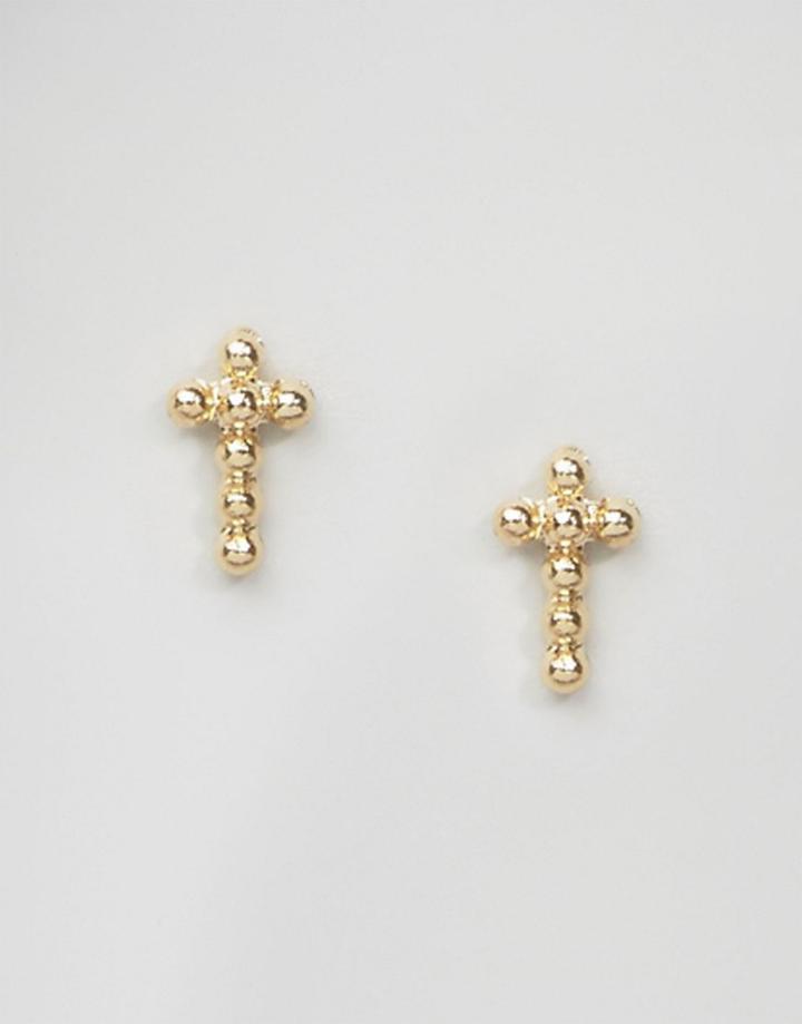 Limited Edition Tiny Chain Cross Earrings - Gold
