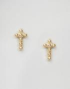 Limited Edition Tiny Chain Cross Earrings - Gold