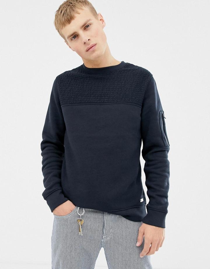 Brave Soul Crew Neck Textured Sweat-navy