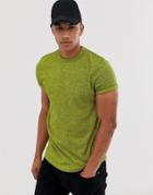 Asos Design T-shirt With Roll Sleeve In Twisted Jersey In Bright Green - Green