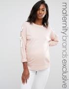 Missguided Maternity Chunky Lace Up Sleeve Sweatshirt - Pink
