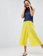 Asos Mixed Pleat Occasion Culottes - Green