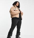 Asos 4505 Curve Oversized Ski Bomber Jacket-brown