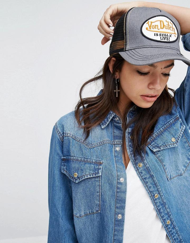 Von Dutch Cap In Gray With Mesh - Gray