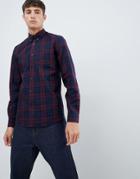 Fred Perry Plaid Check Shirt In Burgundy - Red