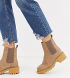 Asos Design Wide Fit Action Chelsea Boots In Taupe-beige