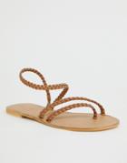 Asos Design Forecast Leather Asymetric Flat Sandals - Tan