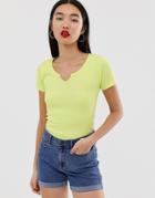 Stradivarius Notch Neck Top In Yellow