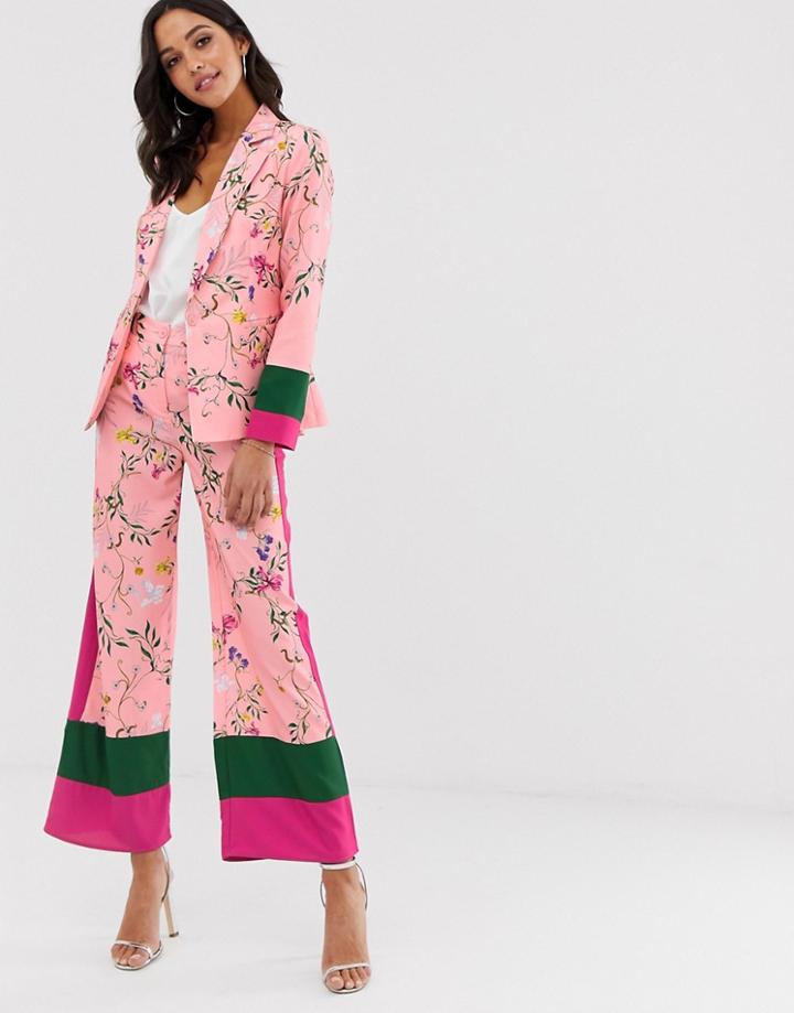 Unique21 Color Block Pants-pink