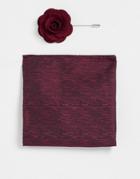 French Connection Pocket Square And Lapel Pin Set-red