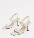 Asos Design Wide Fit Hickory Padded Mid-heeled Sandals In White