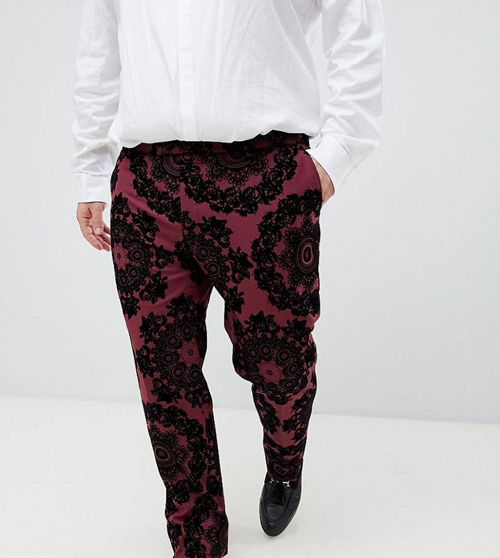 Twisted Tailor Super Skinny Suit Trouser With Contrast Flocking - Red