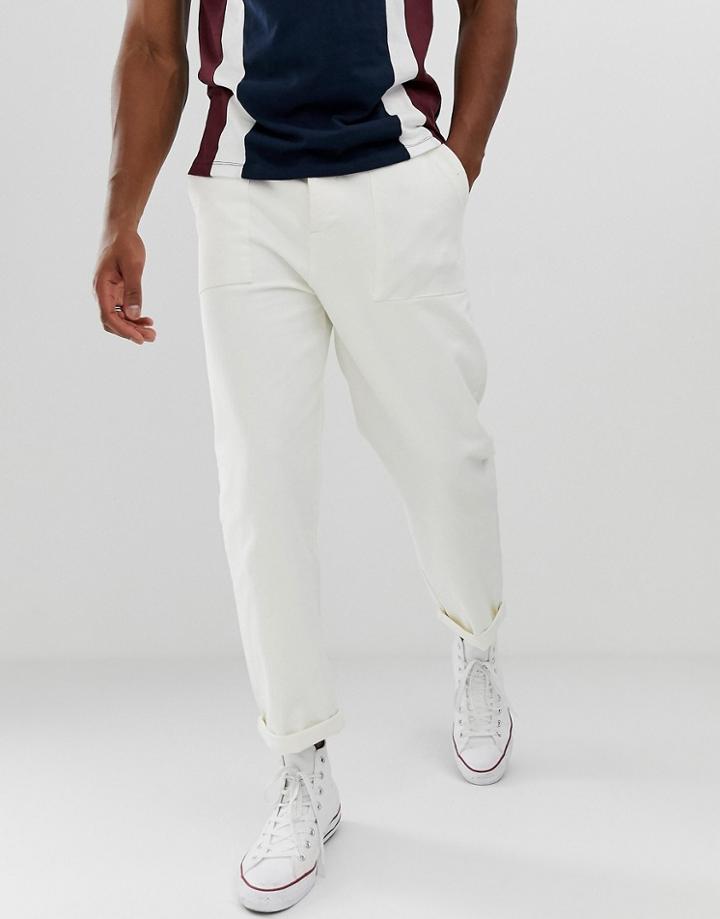 Asos Design Relaxed Fatigue Pants In White - White