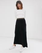 Religion Maxi Skirt With Leopard Waist Band-black