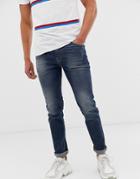 Asos Design 12.5oz Skinny Jeans In Vintage Dark Wash Blue - Blue