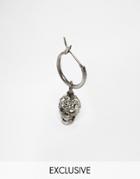 Simon Carter Antiqued Skull Hoop Earring Exclusive To Asos - Silver