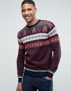 Threadbare Classic Fairisle Holidays Sweater - Red