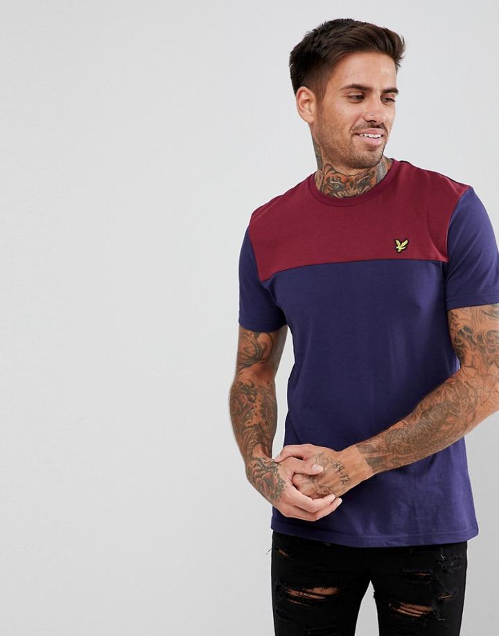 Lyle & Scott Color Block T-shirt In Navy - Navy