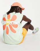 Asos Daysocial Oversized Tank With Front And Back Flower Logo Prints In Green