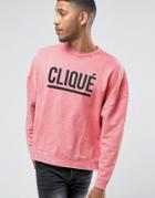 Asos Oversized Sweatshirt With Clique Print In Pink - Pink