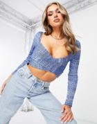 Trendyol Cropped Knit Top In Blue