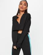 Missguided Basics Crop Sweatshirt With Zip In Black