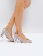 Asos Snowflake Jewelled Mid Heels - Beige