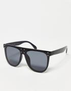 Aj Morgan Oversized Shield Sunglasses In Black With Stud Detail