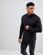 Original Penguin Pique Buttondown Shirt Small Logo Slim Fit In Black Marl - Black