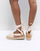 Alohas Jakarta Ribbon Ankle Tie Detail Espadrille - Tan