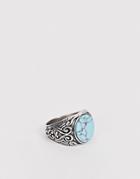 Classics 77 Chunky Signet Ring With Blue Stone - Silver