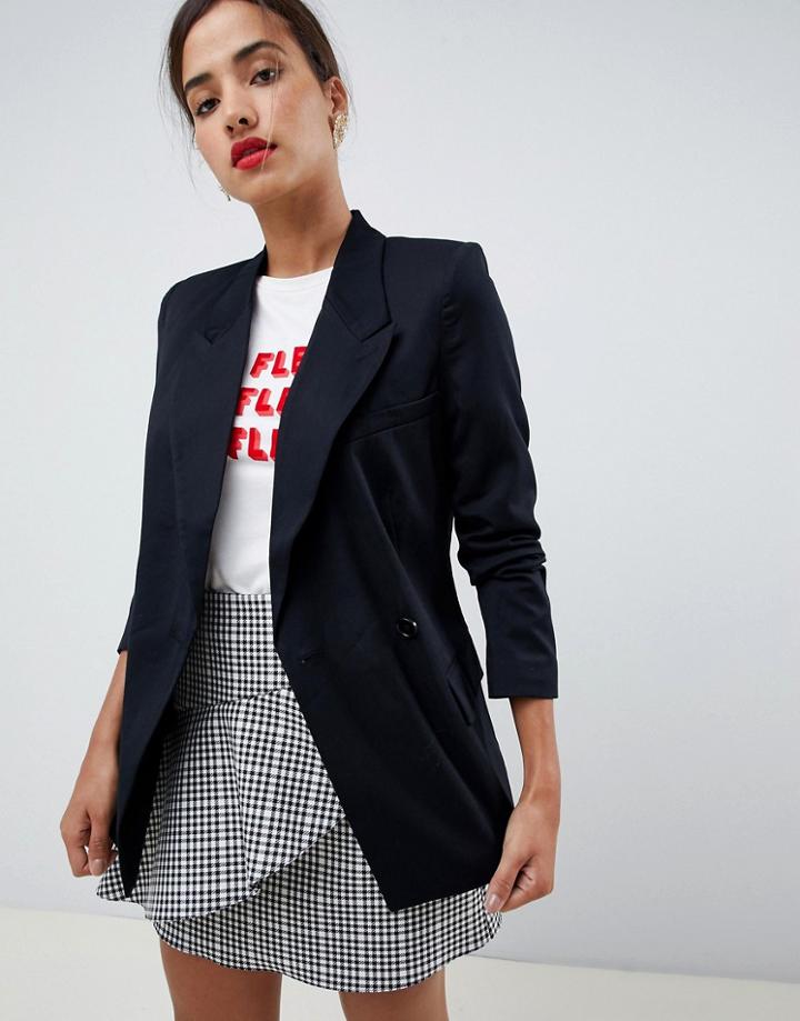 Oasis Longline Blazer In Black - Black