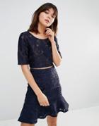 J.o.a Lace Blouse - Navy