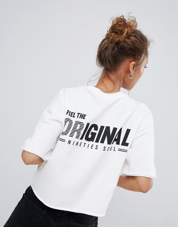 Bershka Cropped Original 90s T Shirt - White