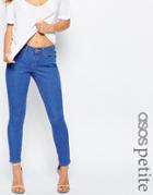 Asos Petite Whitby Skinny Low Rise Jeans In Bluebell Bright Flat Blue - Blue