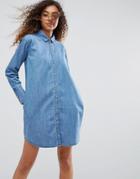 Asos Denim Oversized Shirt Dress - Blue