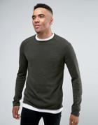Blend Roll Hem And Neck Sweater - Green