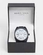 Brave Soul Oversized Watch In Black With White Dial
