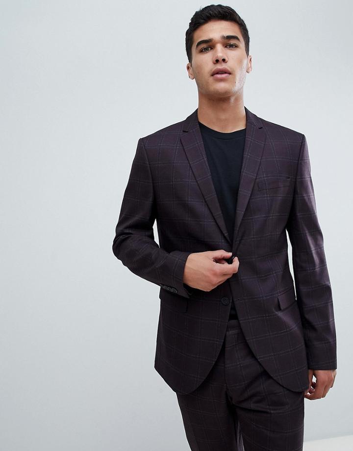 Selected Homme Slim Patch Pocket Suit Jacket In Check-red